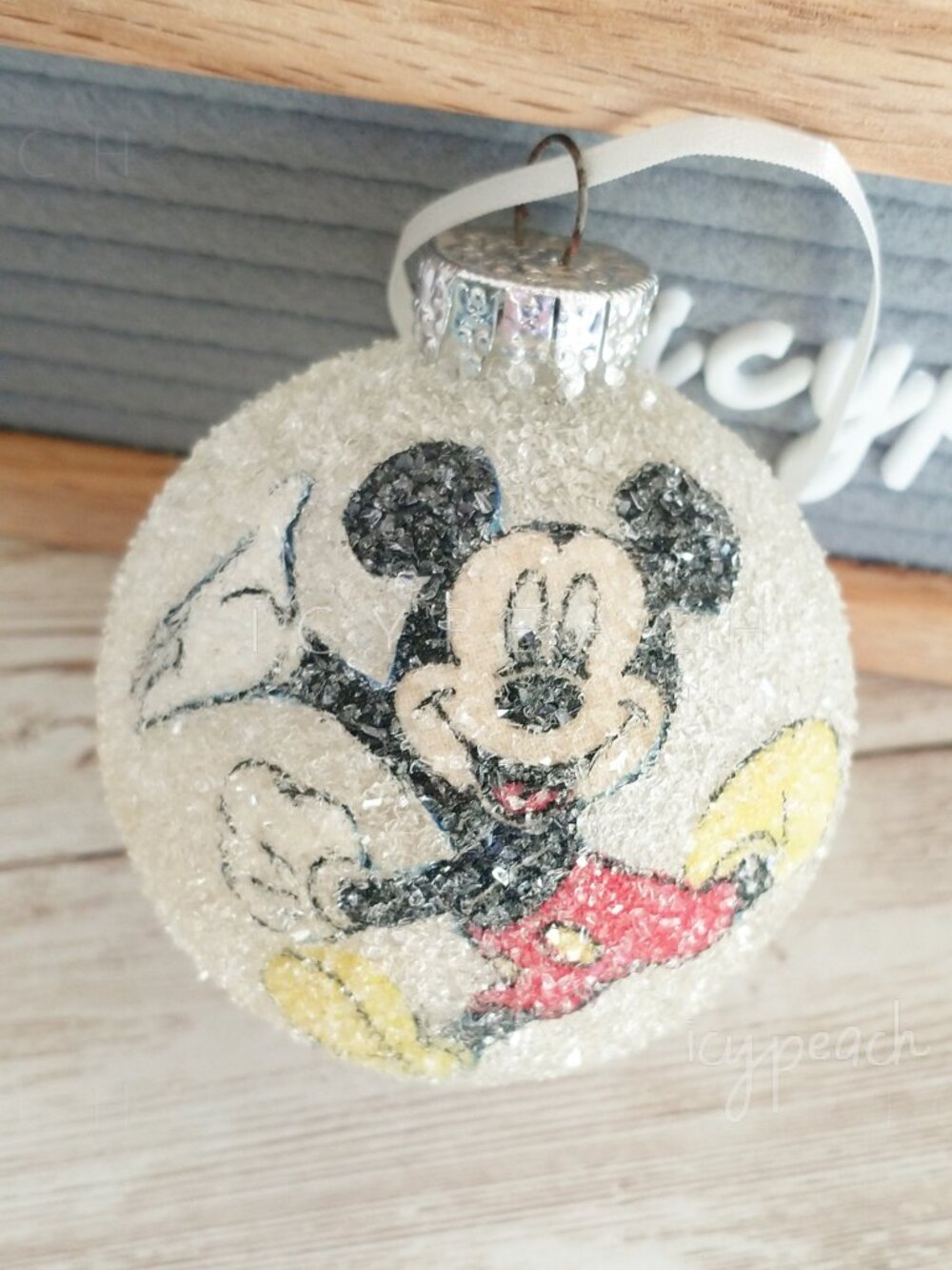 Mickey Mouse Tree Ornament Vintage Disney Frosted Glass Snowball Holiday Bulb - Picture 13 of 14